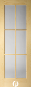 6 Lite Contemporary Glass Interior Door with Round Moulding