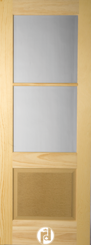 2 Lite Raised Panel Glass Interior Door with Round Moulding