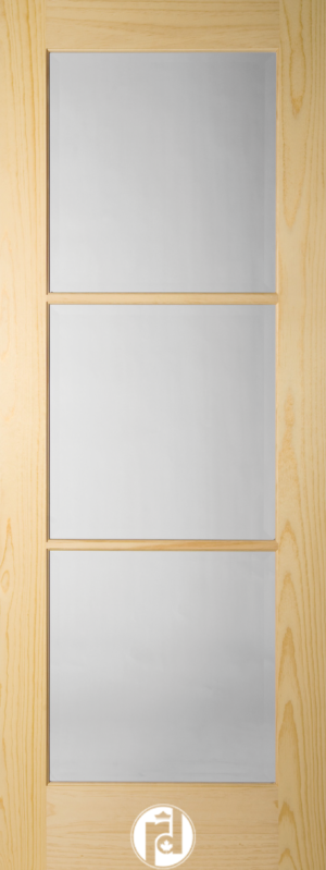 3 Lite Contemporary Glass with Narrow Dividers & Round Mouding