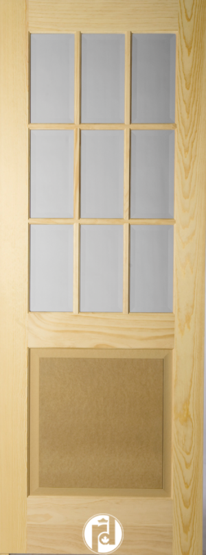 9 Lite Ranch Style Raised Panel Interior Door with Round Moulding