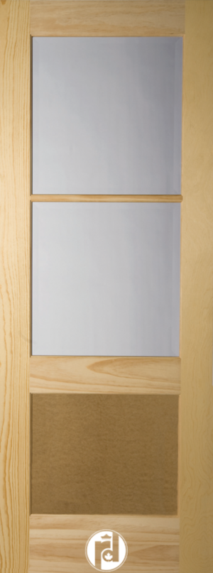 Modern 2 Lite 1 Flat Bottom Panel Shaker Door & Narrow Dividers