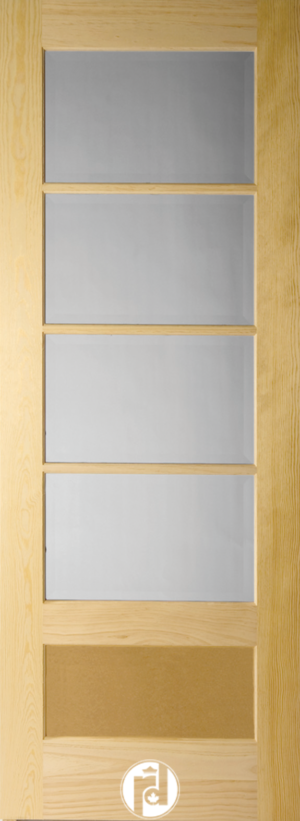 Modern 4 Lite Glass 1 Flat Bottom Panel Shaker & Narrow Dividers