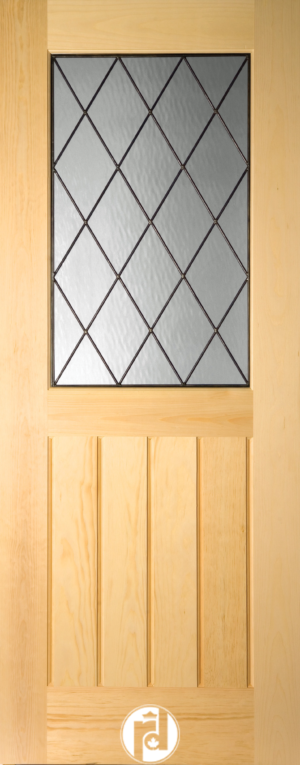 Traditional Diamond Grill with Vertical Planks Decorative Glass
